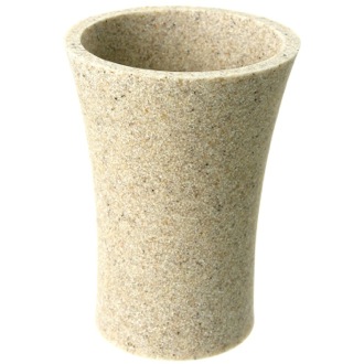 Toothbrush Holder Round Toothbrush Holder Made From Stone in Natural Sand Finish Gedy AU98-03